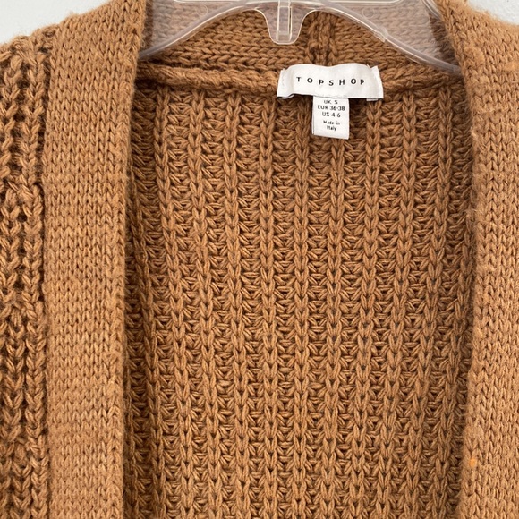 TOPSHOP Women’s Brown Chunky Rib Knit open front Sweater Cardigan Size US 4-6 - Picture 5 of 7